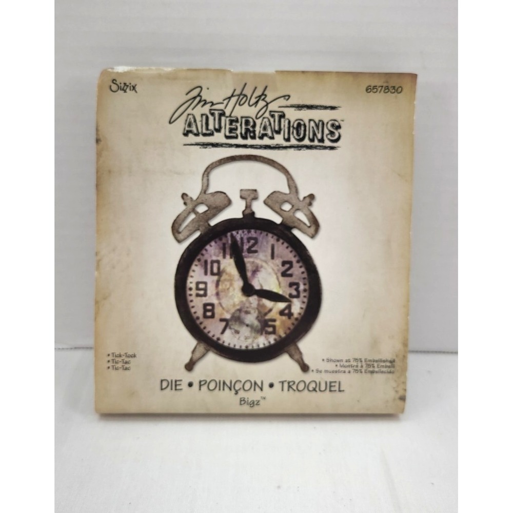 Sizzix Tim Holtz Alterations Bigz Die "tick tock" clock #‎ 657830
